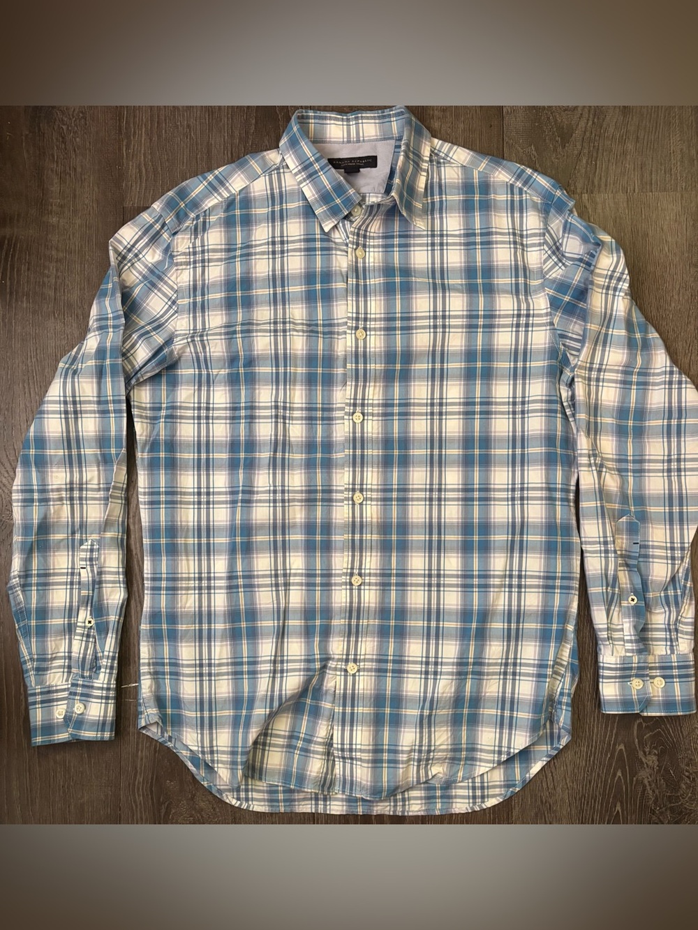 Banana Republic Blue and White Plaid Button-Down Shirt